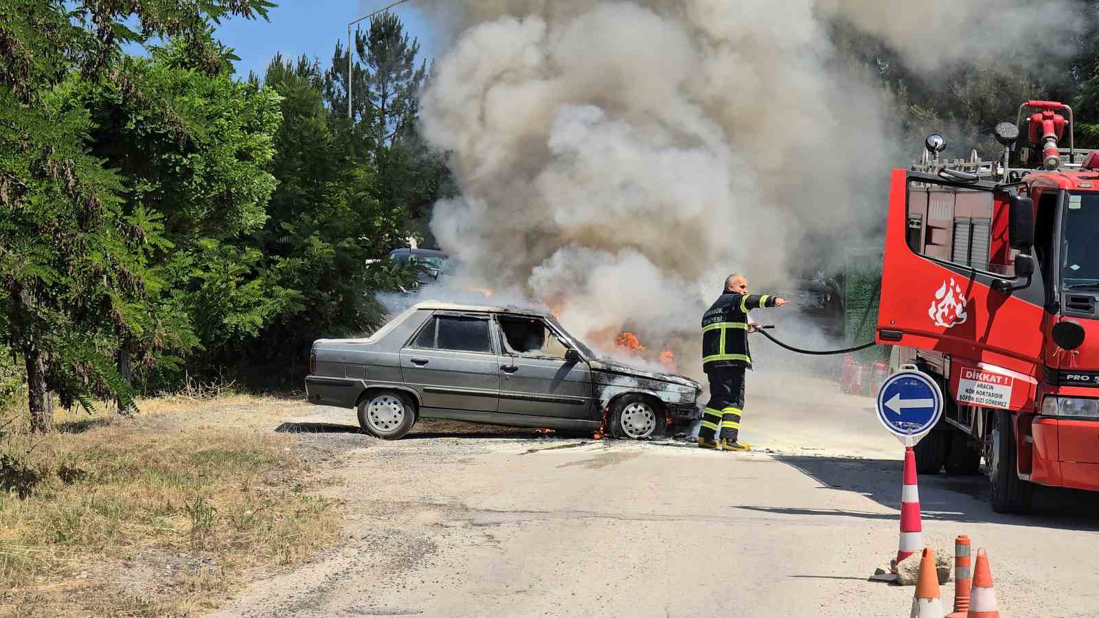 Karabük’te Otomobil Yangına Dönüştü