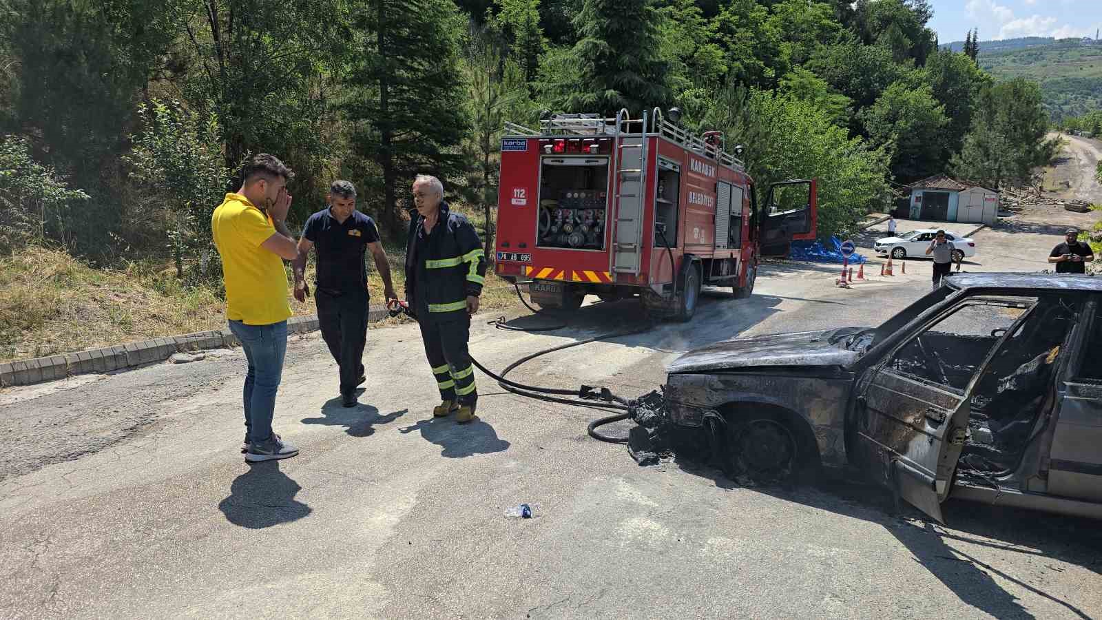 Karabük’te Otomobil Yangına Dönüştü